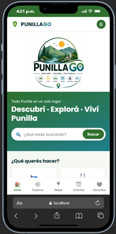 Captura de la web de PunillaGO en un celular