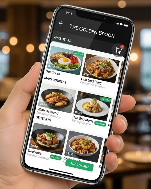 App de pedidos de un restaurante en un celular